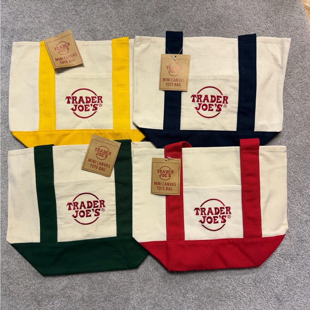 Trader Joe's Mini Canvas Tote Bags (Set Of 4)